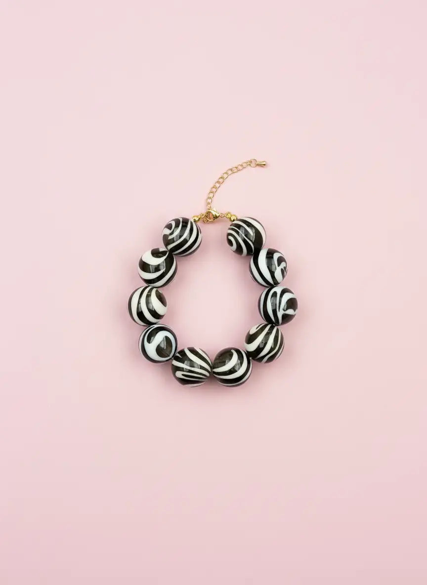 Kralen armband zwart/wit
