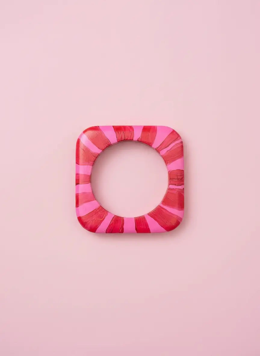 Bangle roze met rode strepen