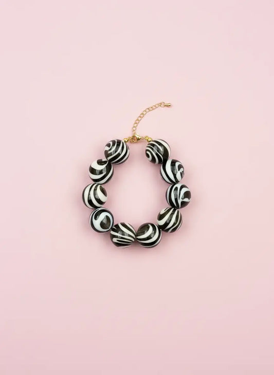 Kralen armband zwart/wit