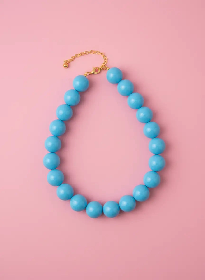 Kralen ketting licht blauw